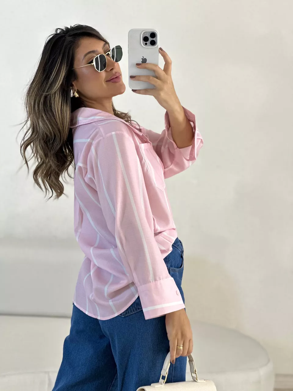 CAMISA MARINA LISTRADA ROSA