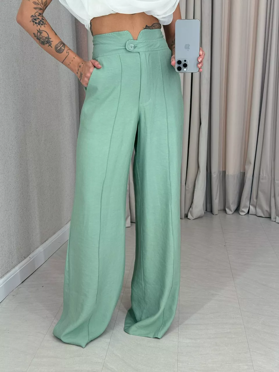 CALÇA LETÍCIA 03 PANTALONA PISTACHE - 0056430145 - CAROLLA FERRARO