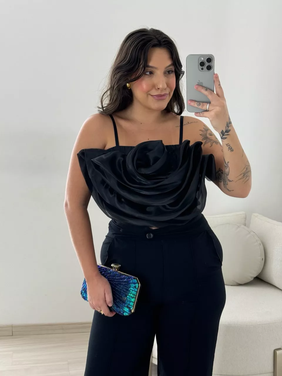 CROPPED LIDIA BABADOS PRETO