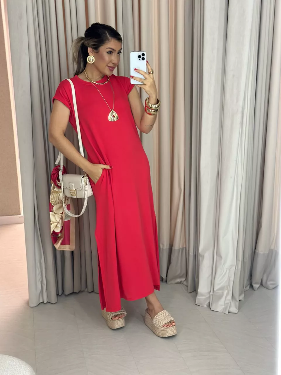 VESTIDO ARIANE MALHA VERMELHO