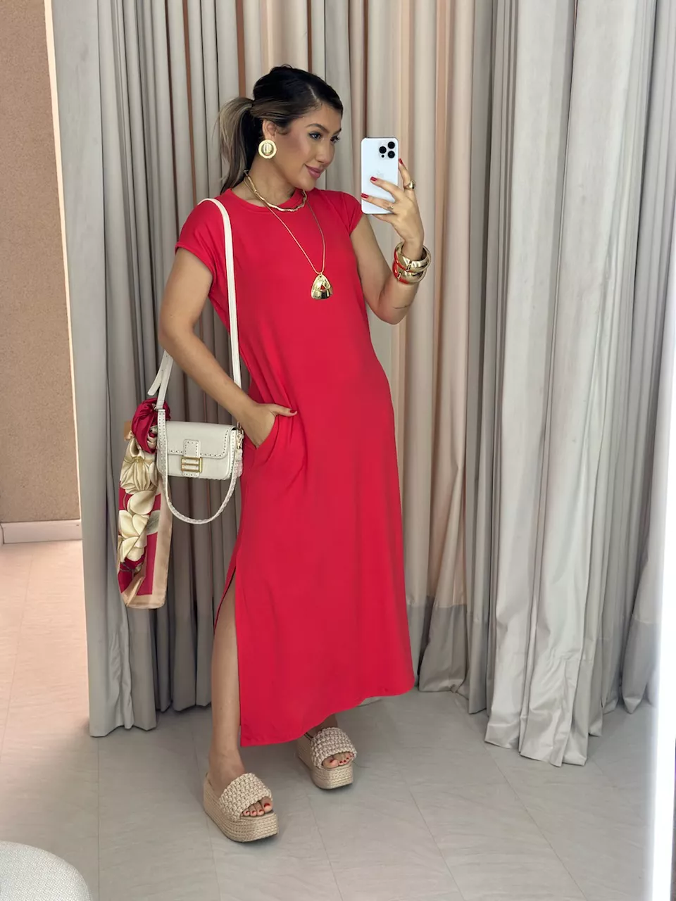 VESTIDO ARIANE MALHA VERMELHO
