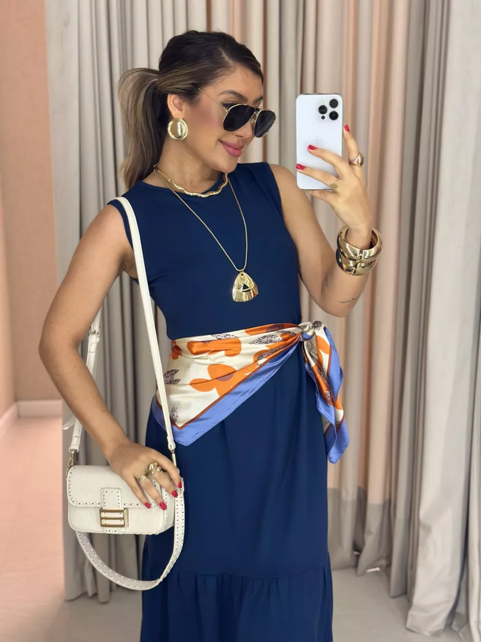 VESTIDO GILDA CAVADO marinho