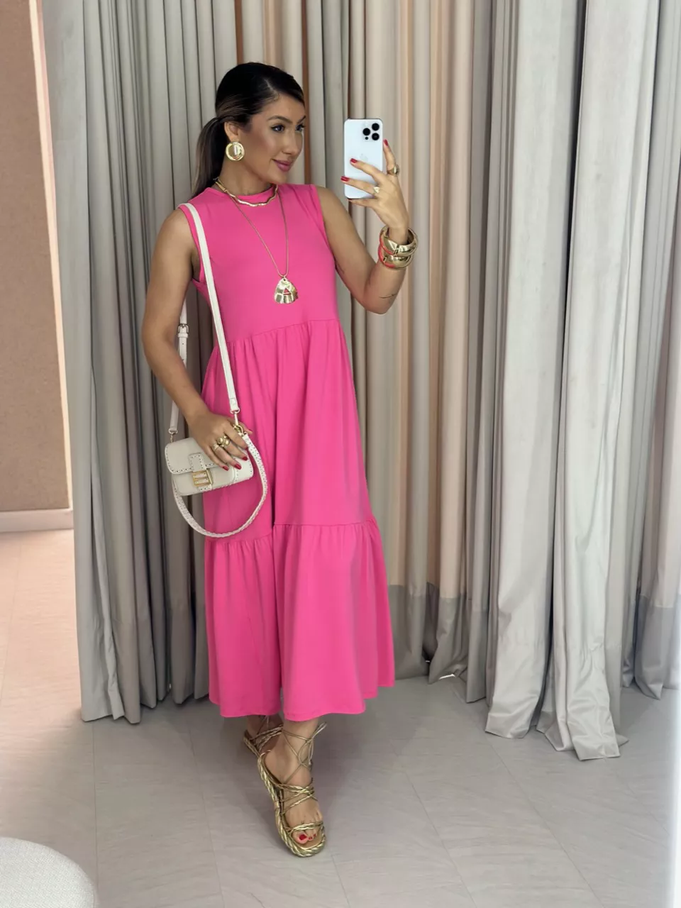 VESTIDO GILDA CAVADO Rosa