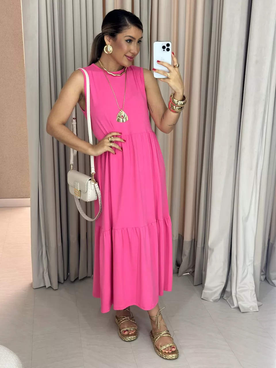 VESTIDO GILDA CAVADO Rosa