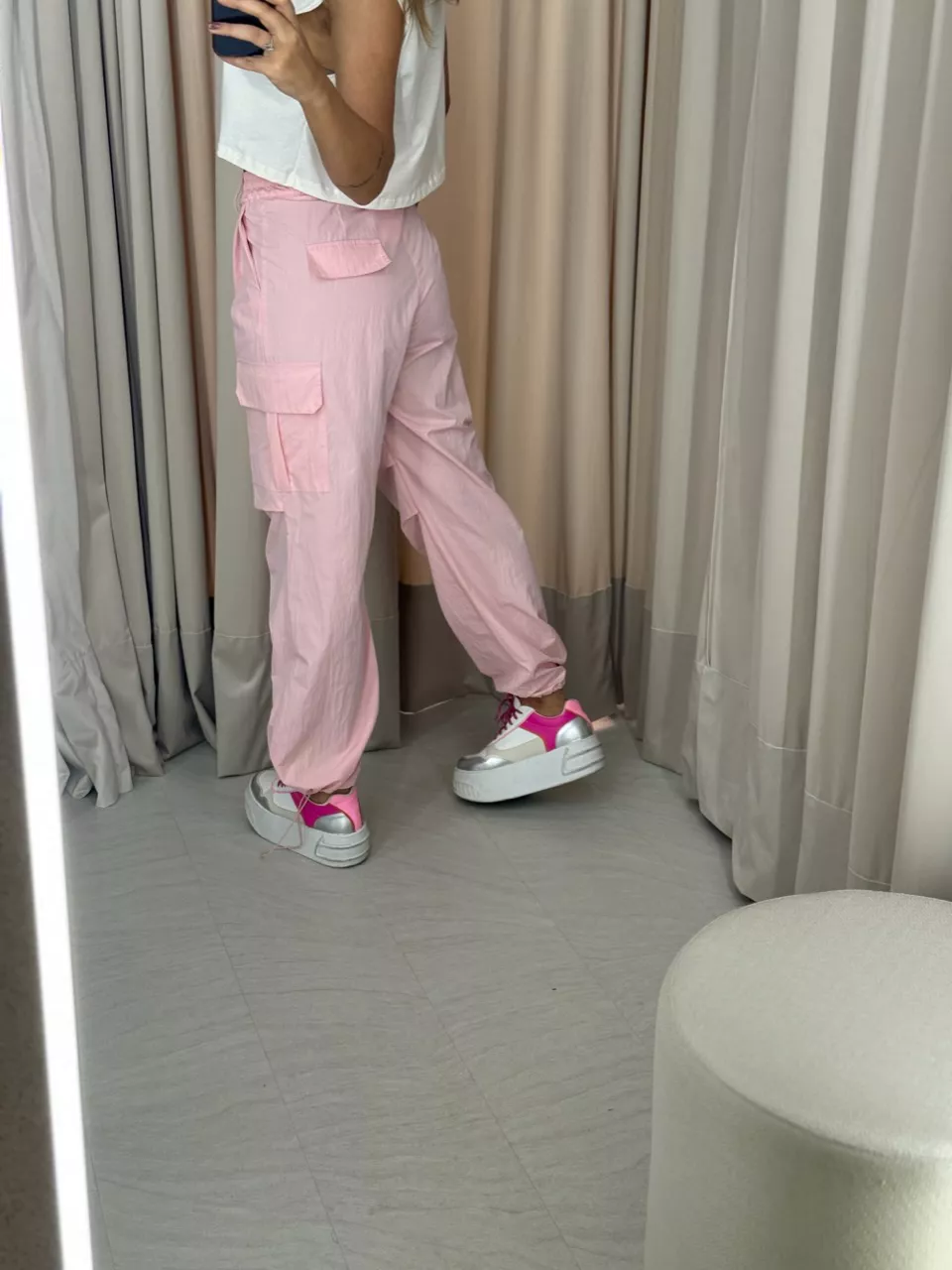 CALÇA BRENDA PARACHUTE ROSA CLARO
