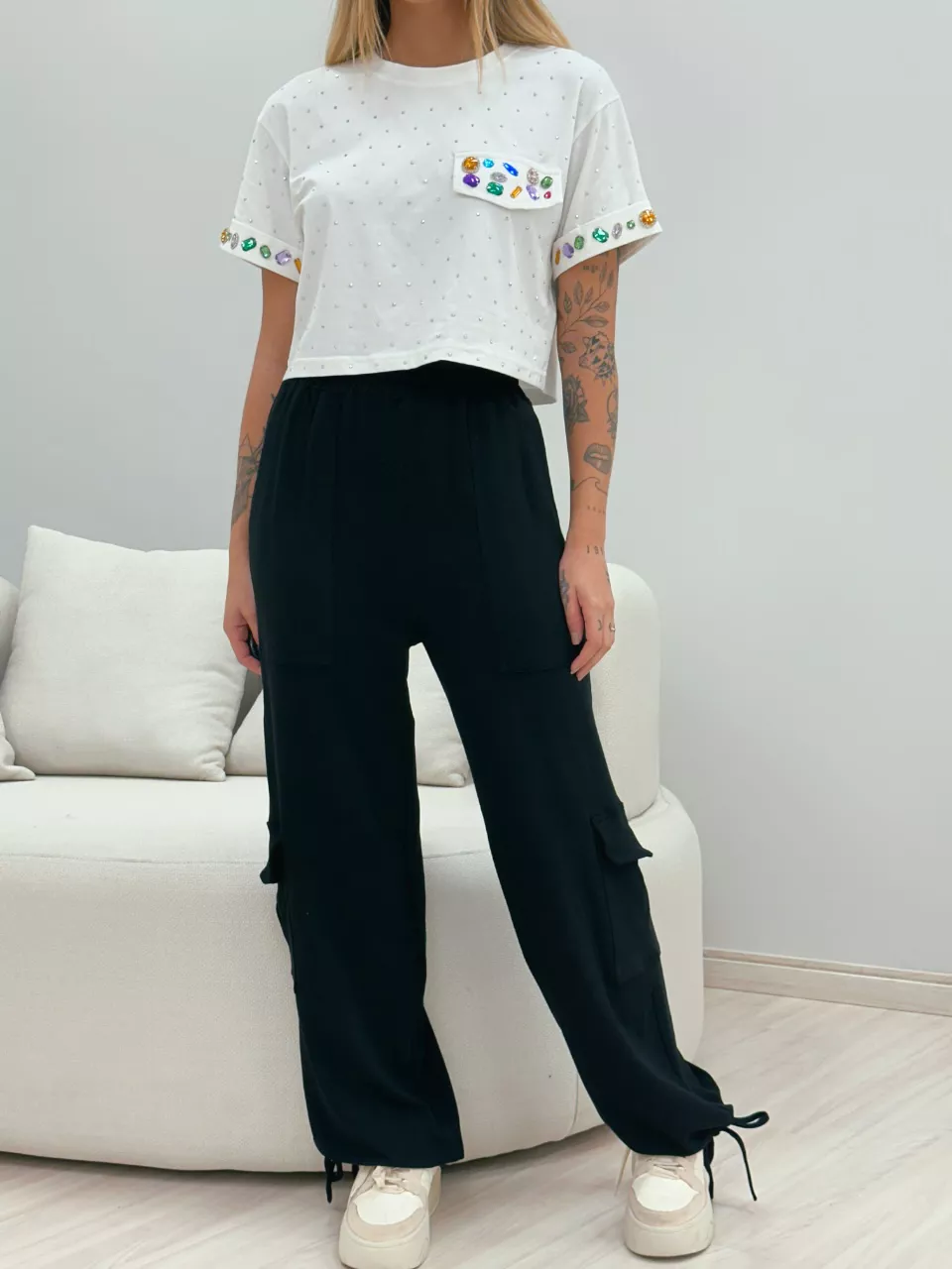 CALÇA PARACHUTE MOLETINHO PRETA - 0048800033 - CAROLLA FERRARO