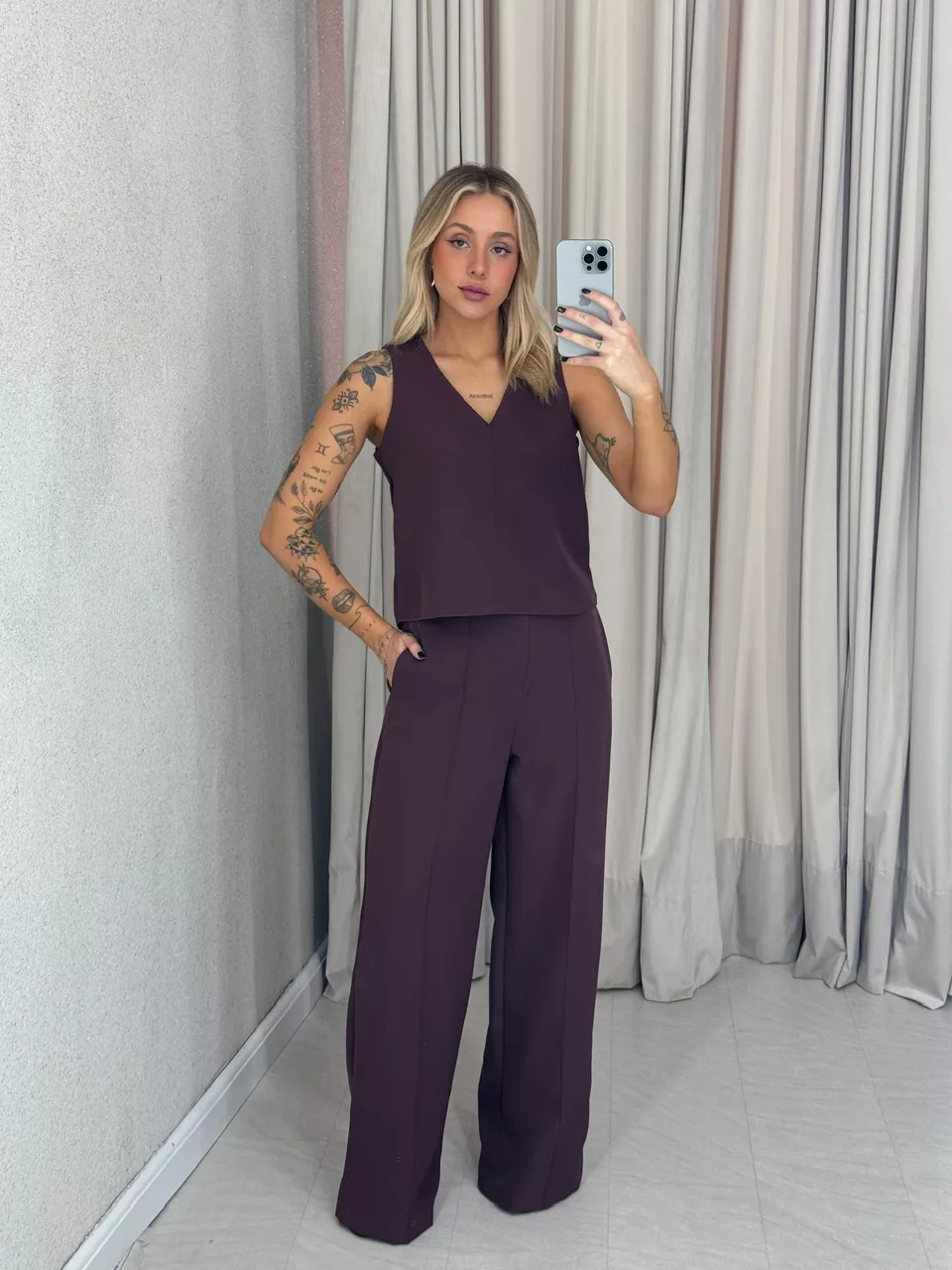 CONJUNTO LETICIA CALÇA VINHO - 0061520168 - CAROLLA FERRARO