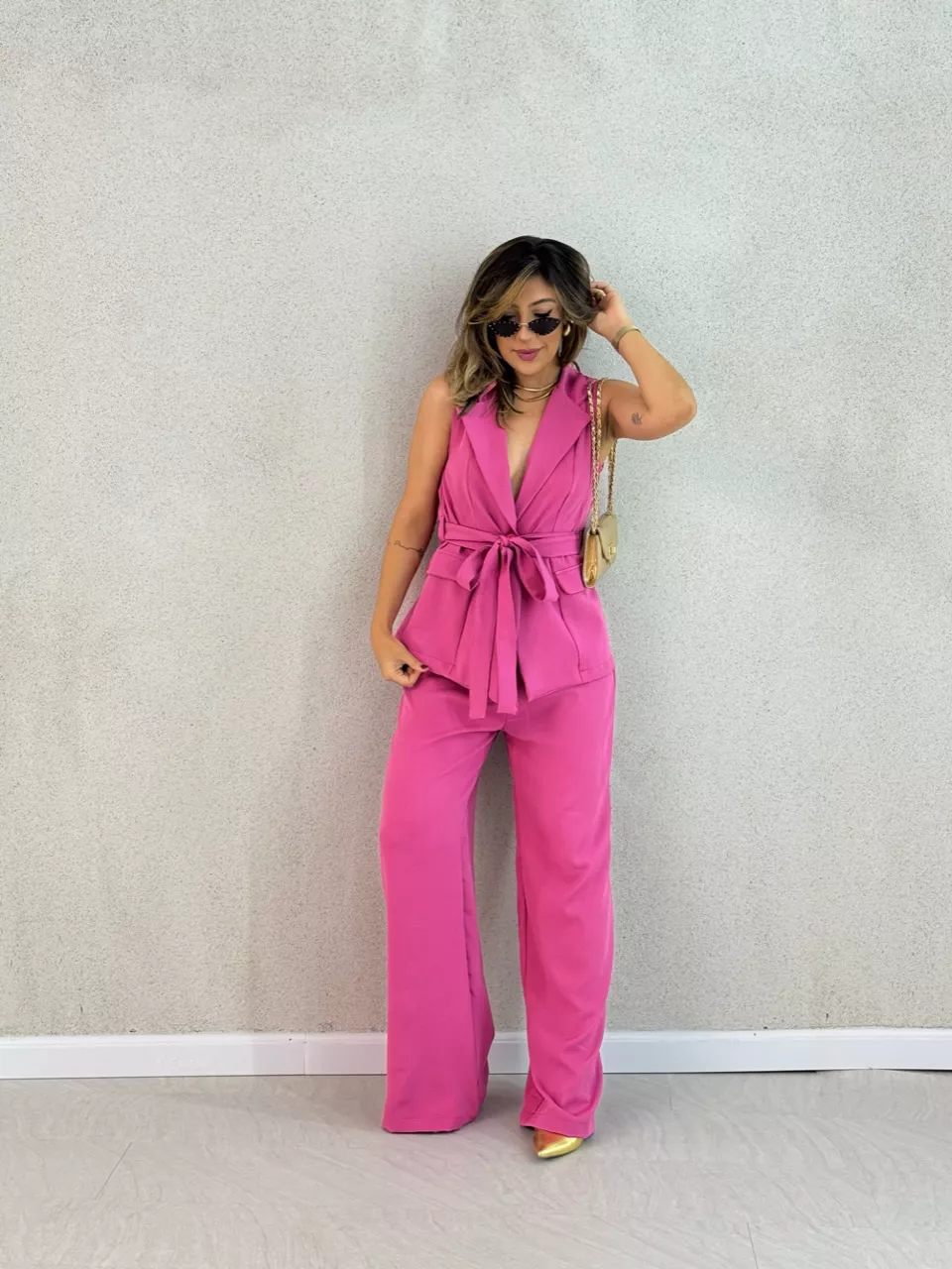 CONJUNTO CF COLETE CALÇA ROSA - 0049840031 - CAROLLA FERRARO