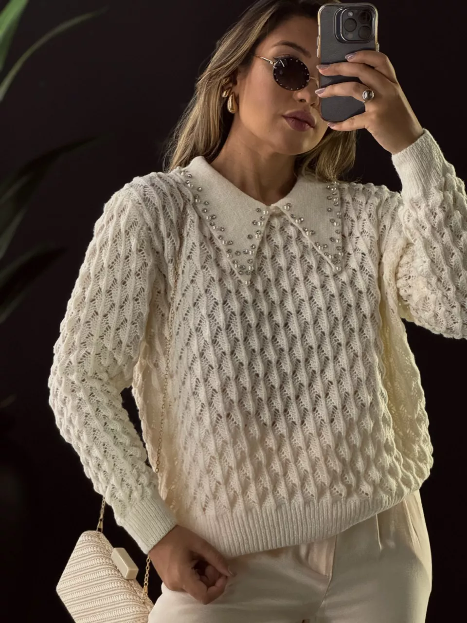 SUÉTER GOLA STRASS OFF
