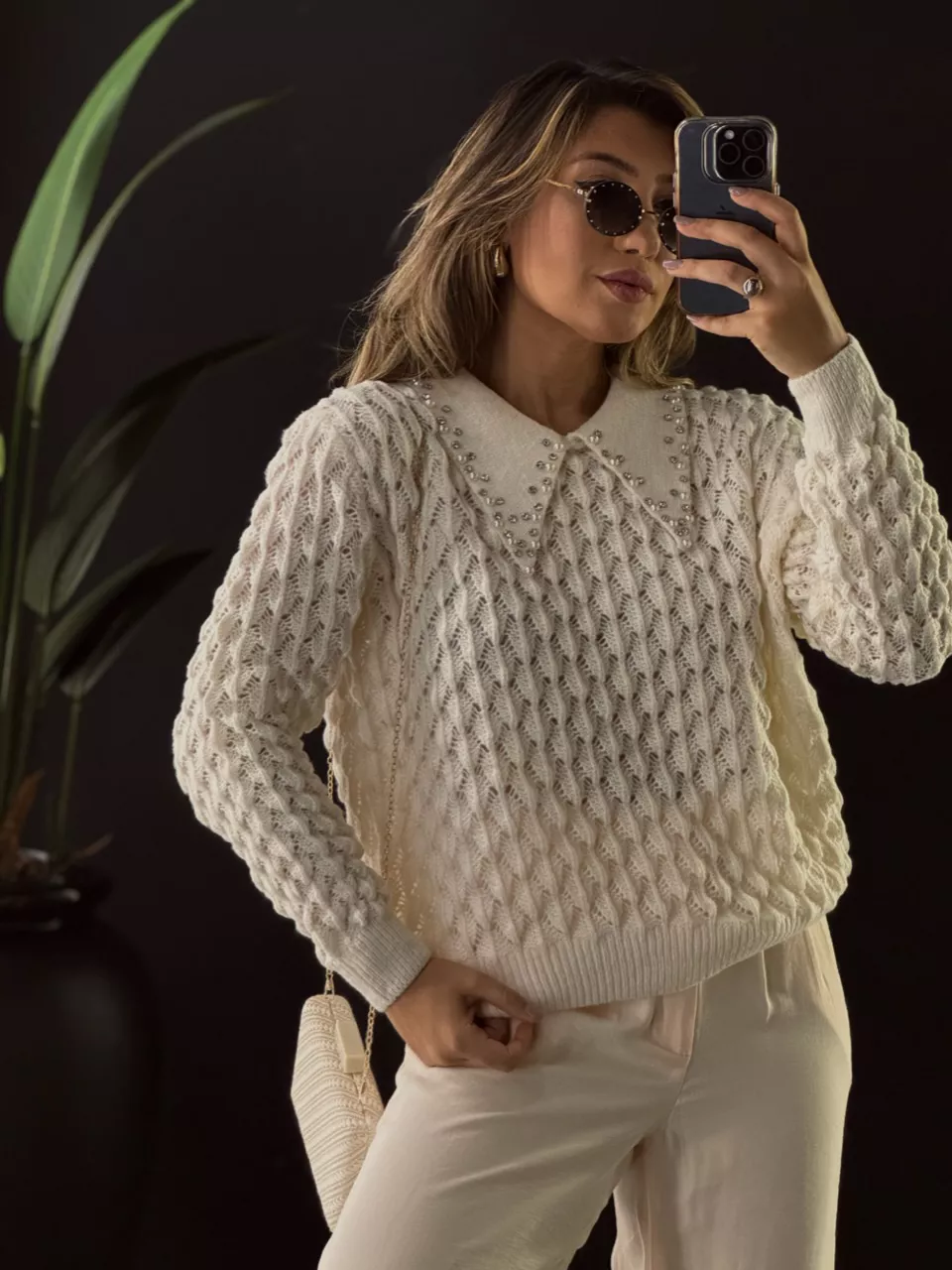 SUÉTER GOLA STRASS OFF