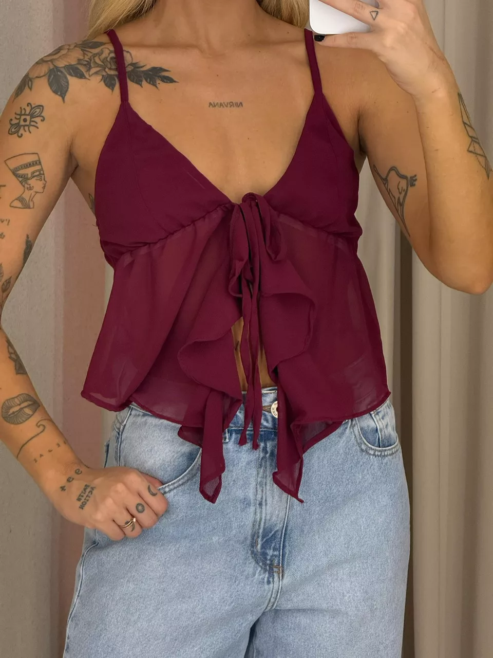 BLUSA MARIA EDUARDA ALÇA VINHO