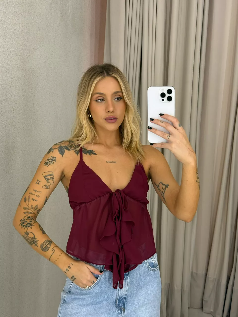 BLUSA MARIA EDUARDA ALÇA VINHO