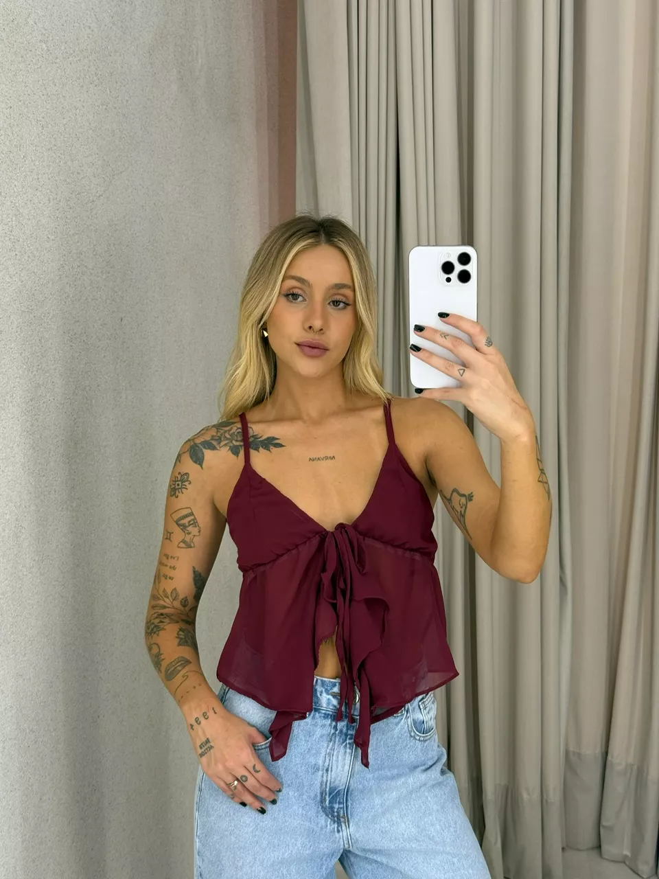 BLUSA MARIA EDUARDA ALÇA VINHO