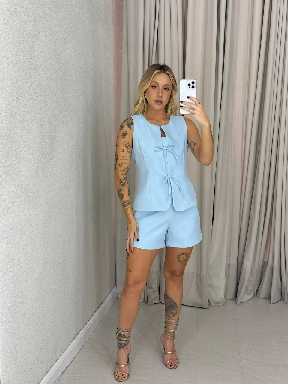CONJUNTO LUARA SHORT BABY BLUE - 0062310365 - CAROLLA FERRARO