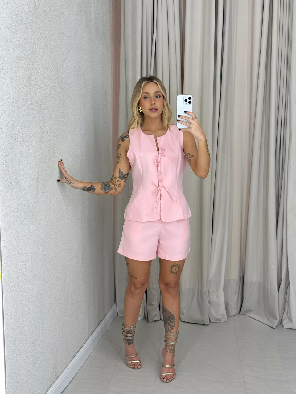 CONJUNTO LUARA SHORT BABY PINK - 0062310366 - CAROLLA FERRARO