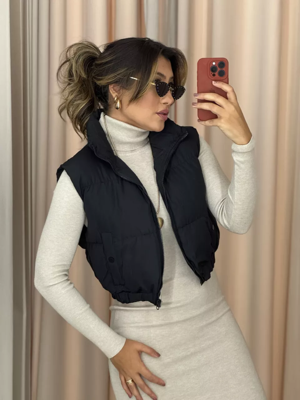 COLETE LUCIENE ACOLCHOADO PRETO - 0051340032 - CAROLLA FERRARO