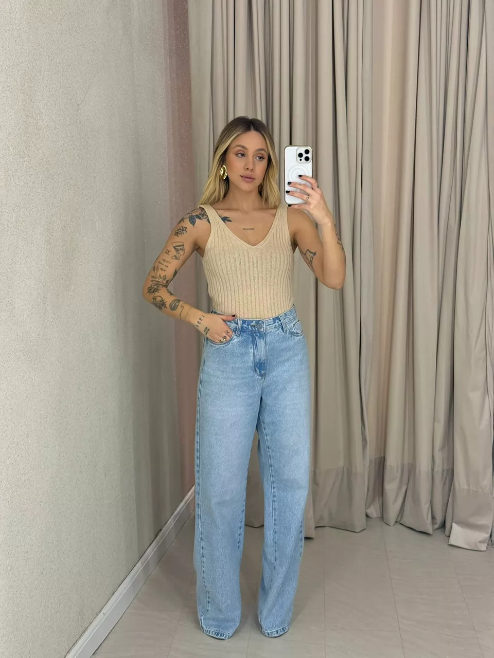 BLUSA ANAHI ALÇA TRICOT NUDE