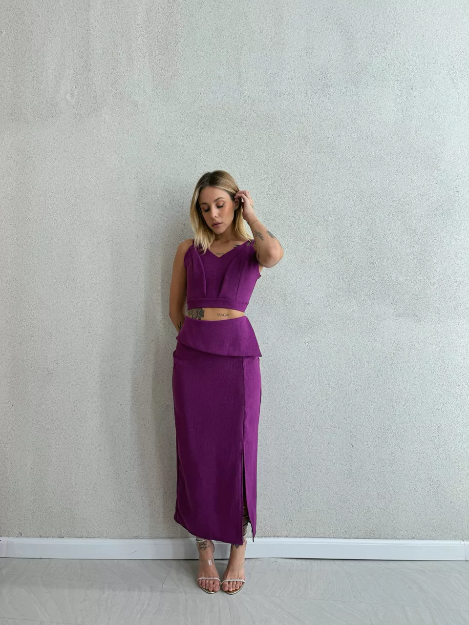 CONJUNTO MIRELA SAIA FUCSIA