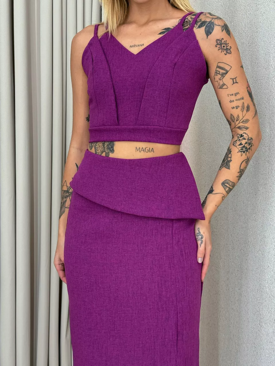 CONJUNTO MIRELA SAIA FUCSIA