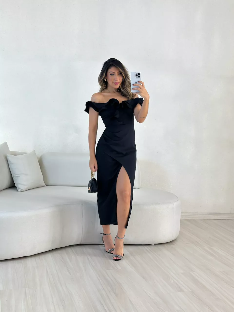 VESTIDO MAVI BABADOS PRETO - 0054390032 - CAROLLA FERRARO
