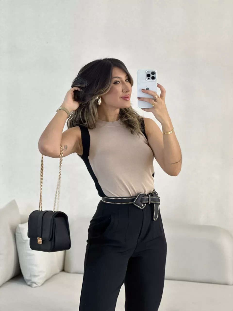 BLUSA JULIA CAVADA NUDE - 0055510049 - CAROLLA FERRARO