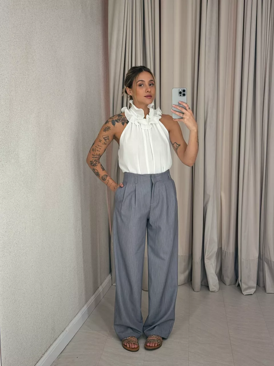 CALÇA FABIANA CINZA - 0056350091 - CAROLLA FERRARO