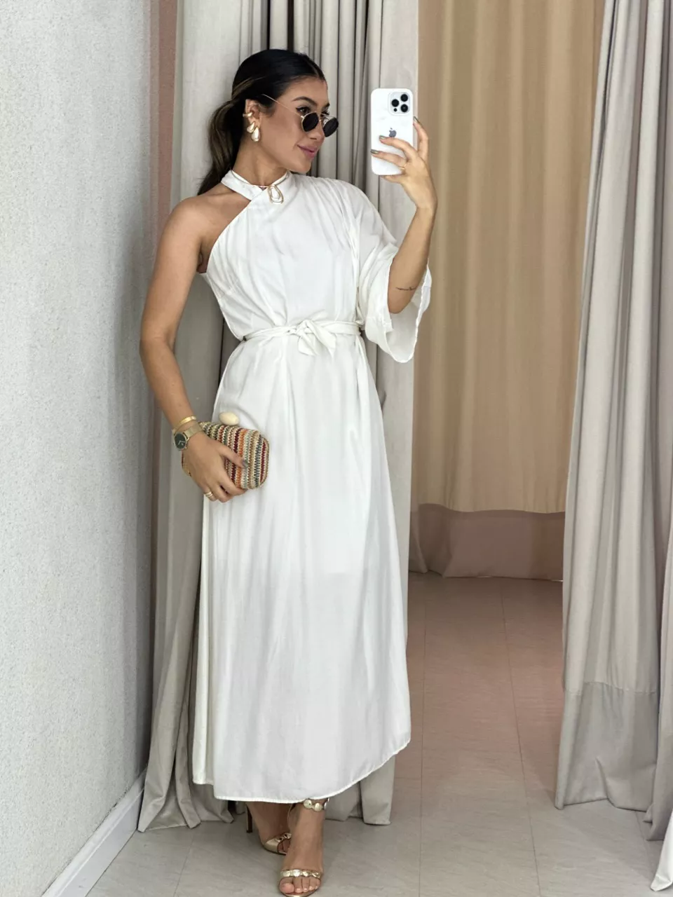 VESTIDO MONIQUE LONGO MARFIM - 0056520056 - CAROLLA FERRARO