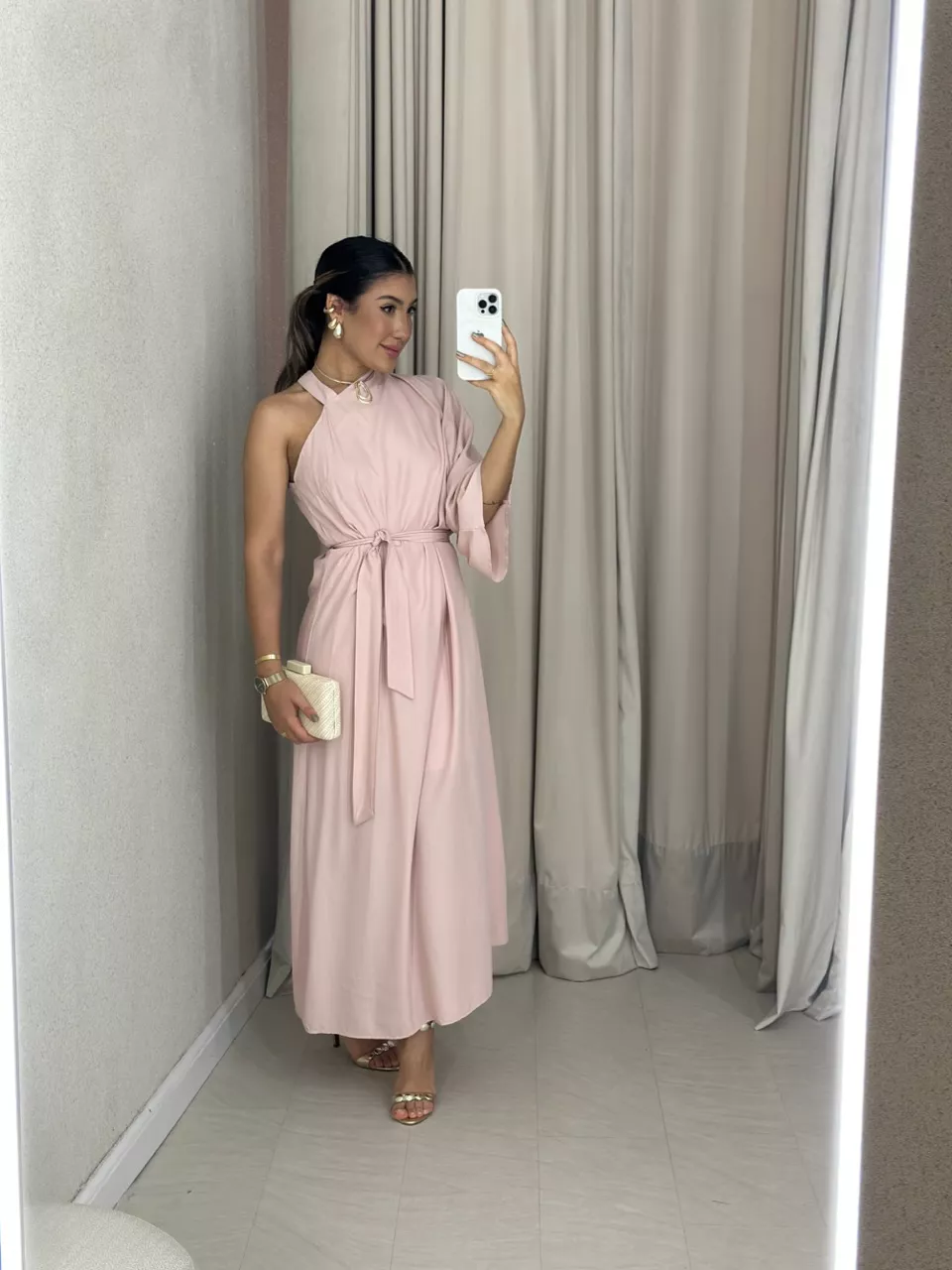 VESTIDO MONIQUE LONGO ROSÊ - 0056520025 - CAROLLA FERRARO