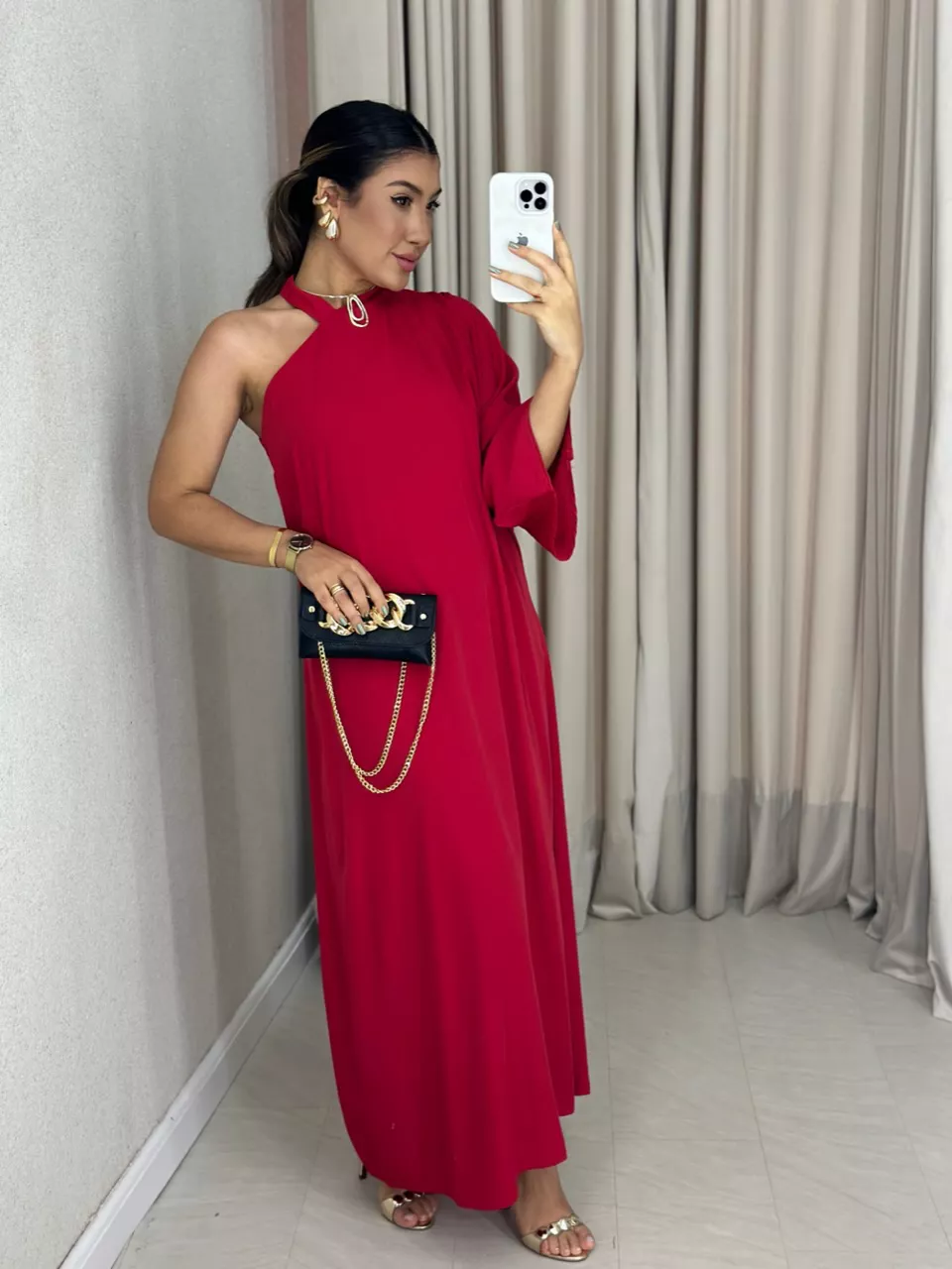 VESTIDO MONIQUE LONGO VERMELHO
