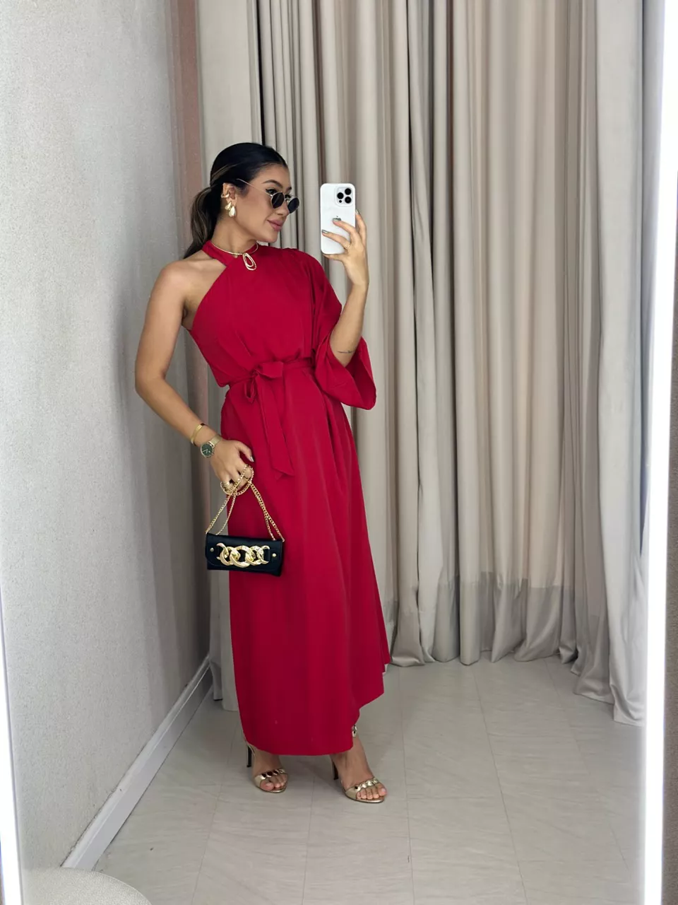 VESTIDO MONIQUE LONGO VERMELHO