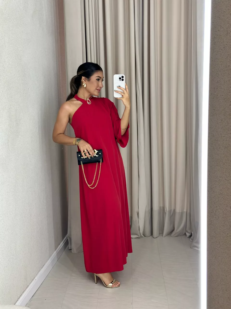 VESTIDO MONIQUE LONGO VERMELHO