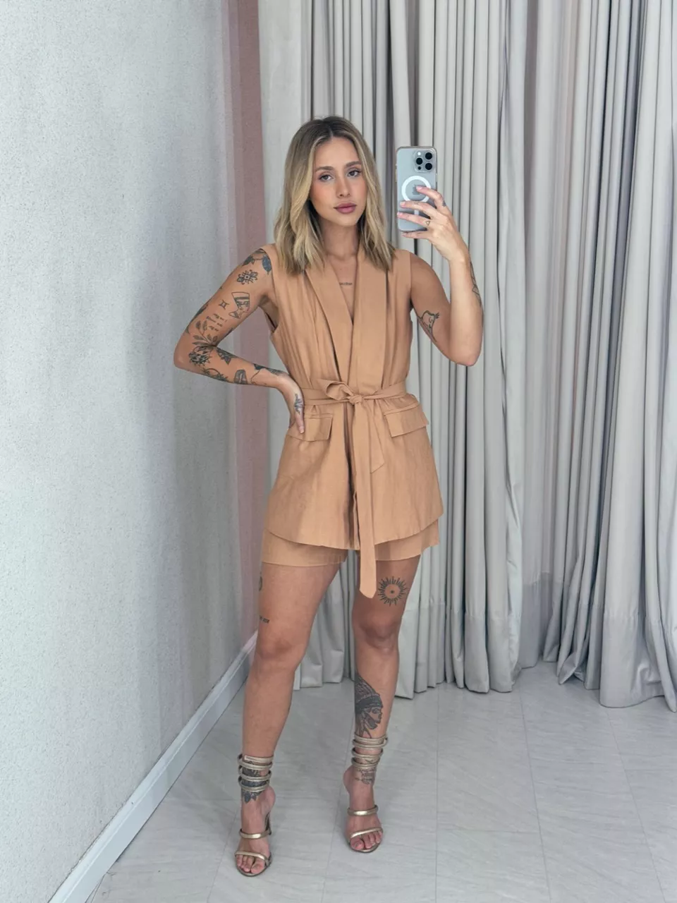 CONJUNTO CÁSSIA SHORT CAPUCCINO - 0058710125 - CAROLLA FERRARO