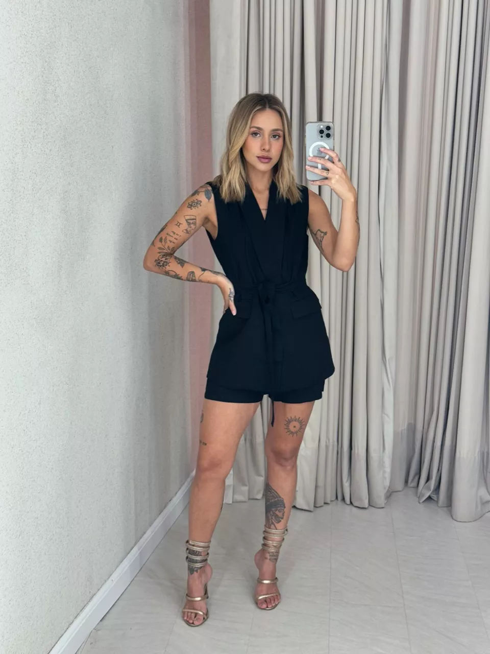 CONJUNTO CÁSSIA SHORT PRETO - 0058710032 - CAROLLA FERRARO