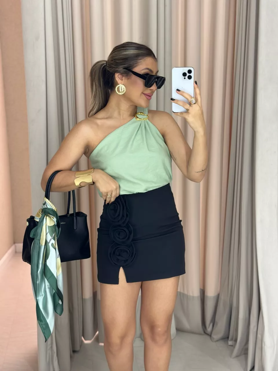 BLUSA NATALY NULA MANGA verde - 0059570014 - CAROLLA FERRARO