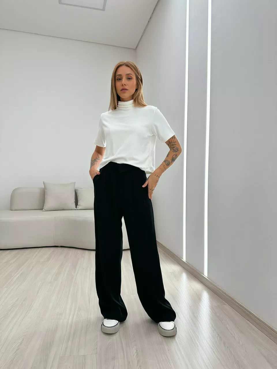 CALÇA ELISA PANTALONA PRETO - 0049880032 - CAROLLA FERRARO