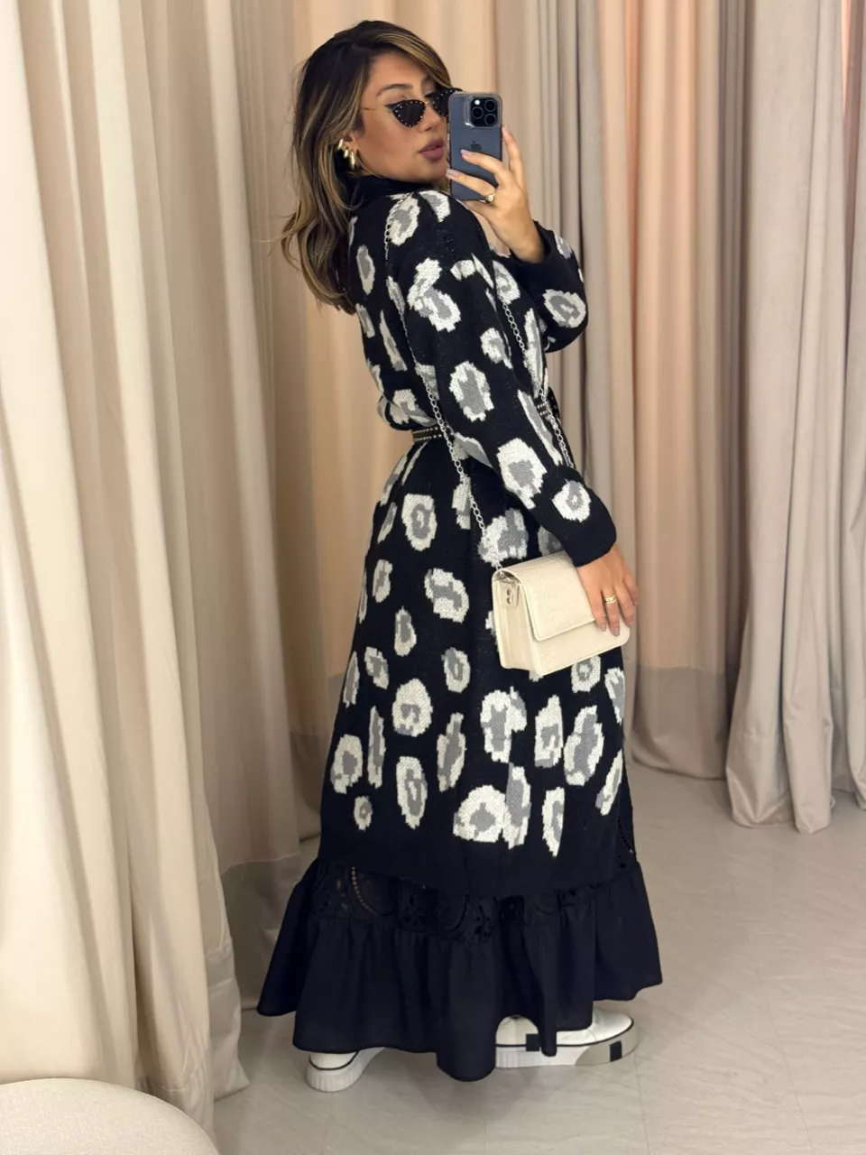 SOBRETUDO ANIMAL PRINT PRETO