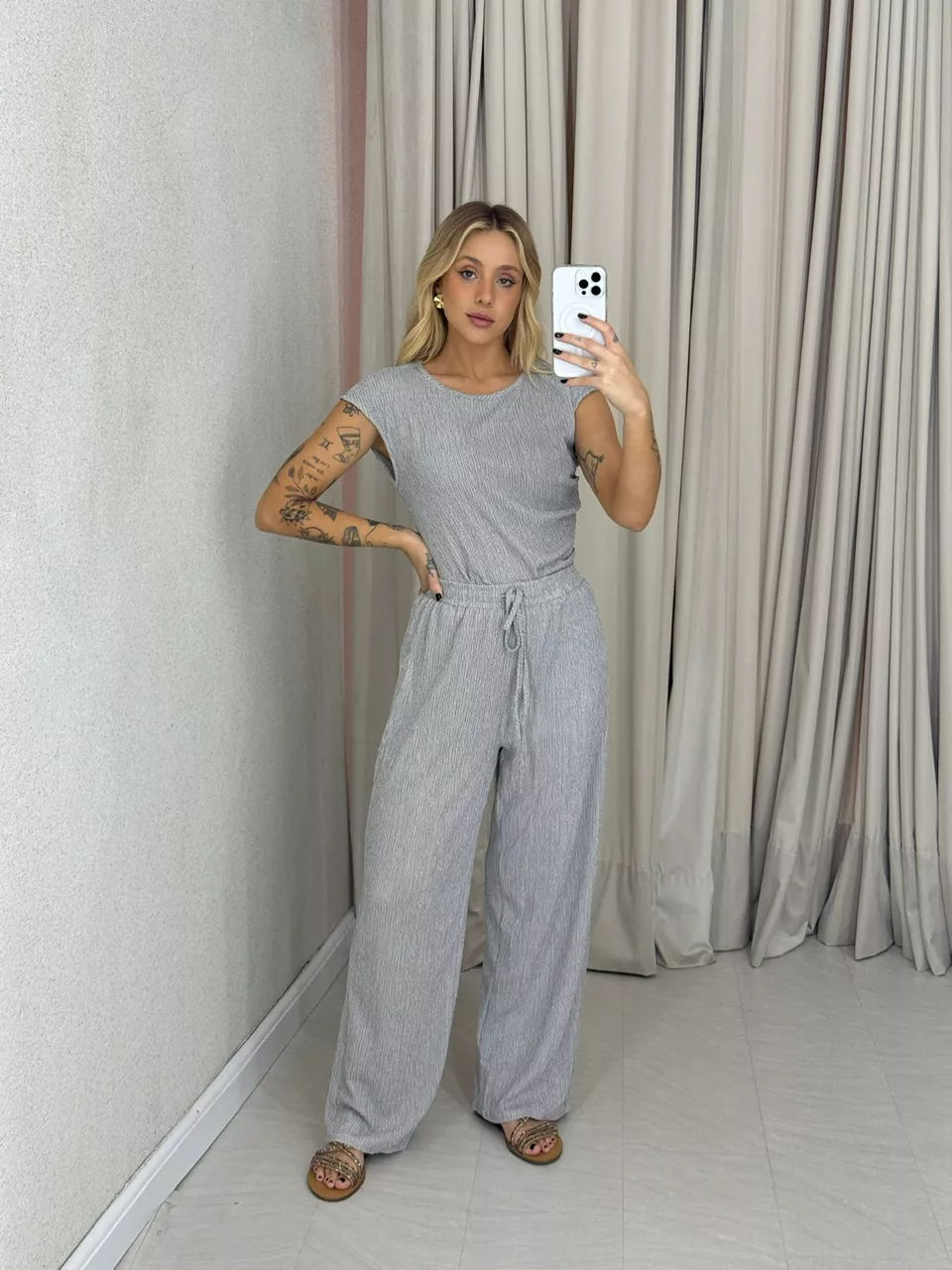 CONJUNTO ELIZABETH CALÇA CINZA