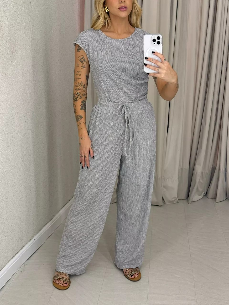 CONJUNTO ELIZABETH CALÇA CINZA