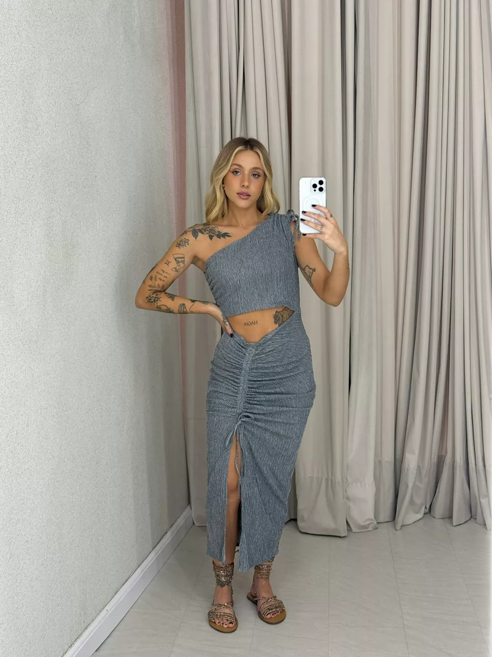 VESTIDO ROSANA NULA MANGA PRETO - 0062460032 - CAROLLA FERRARO