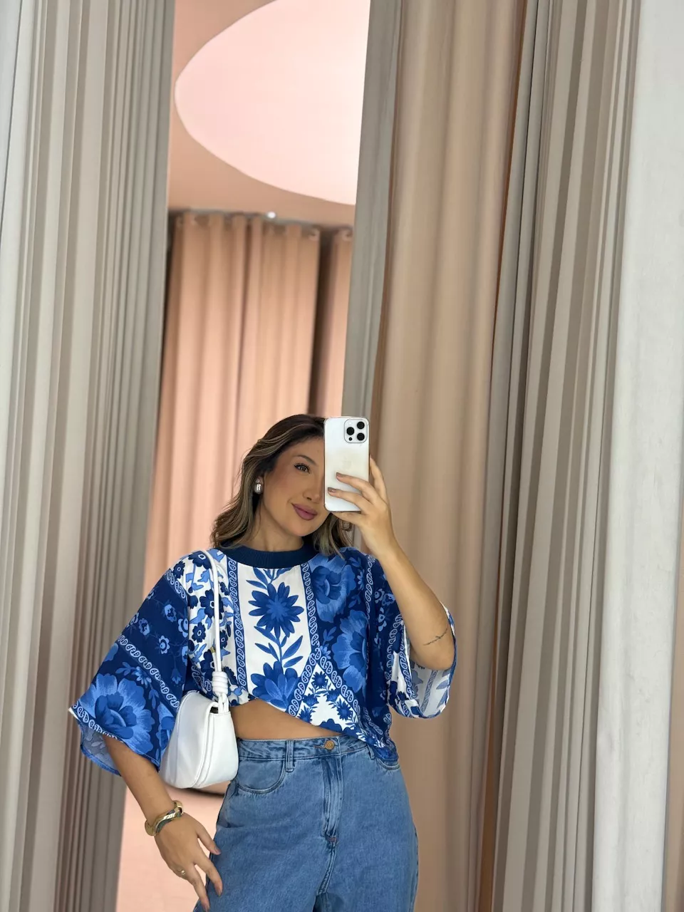 BLUSA MIRELA ESTAMPADA AZUL - 0064500109 - CAROLLA FERRARO
