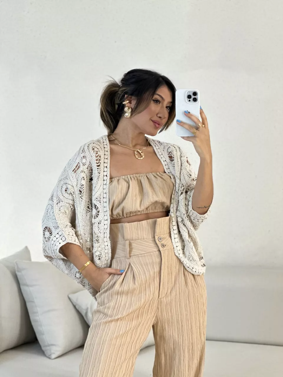 KIMONO NATI CROCHÊ CRU - 0055520132 - CAROLLA FERRARO