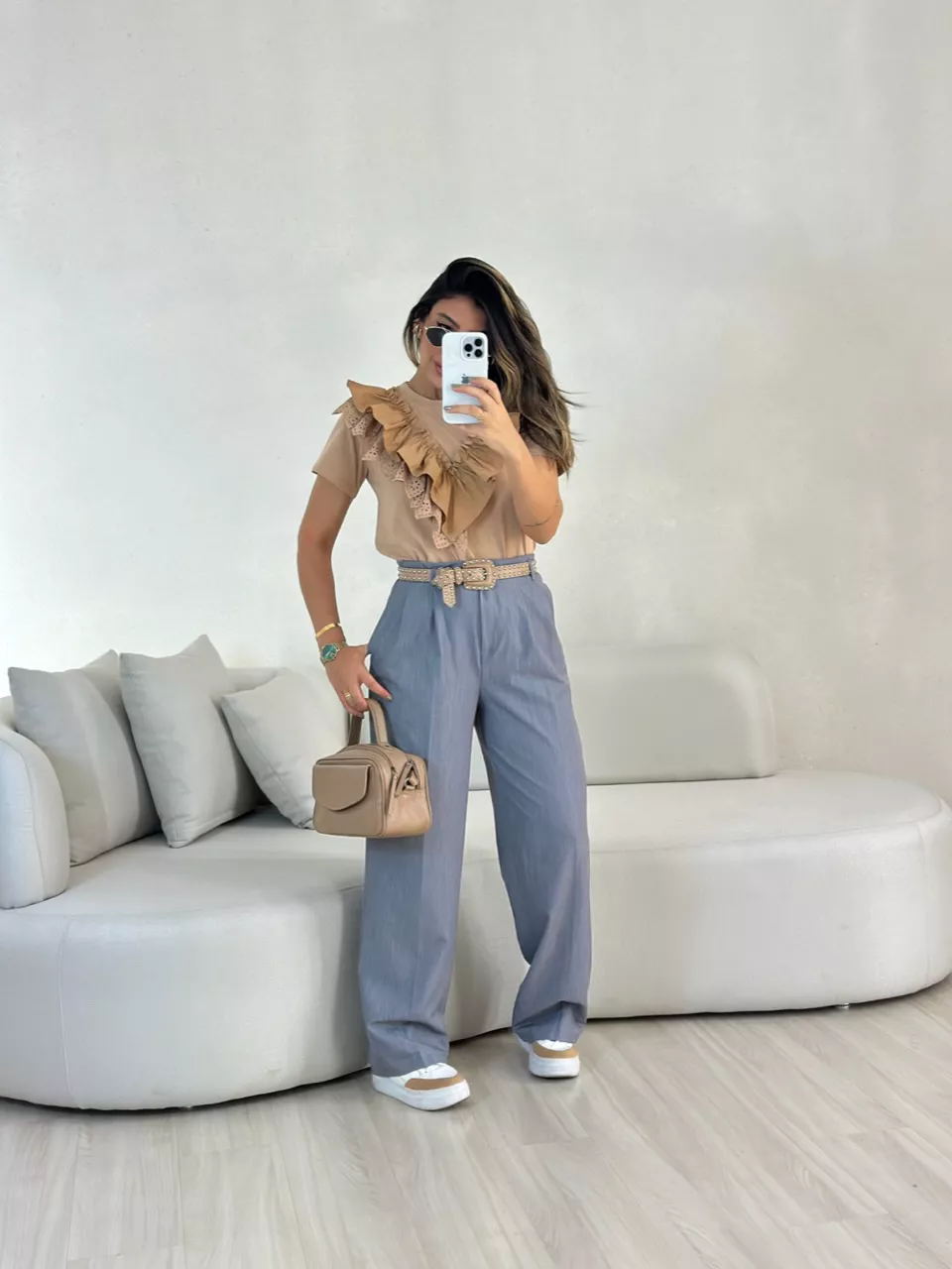 BLUSA HELOISA BABADOS NUDE