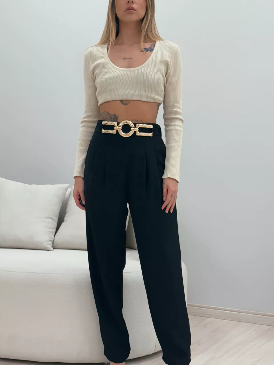 CALÇA CECÍLIA MOM PRETA