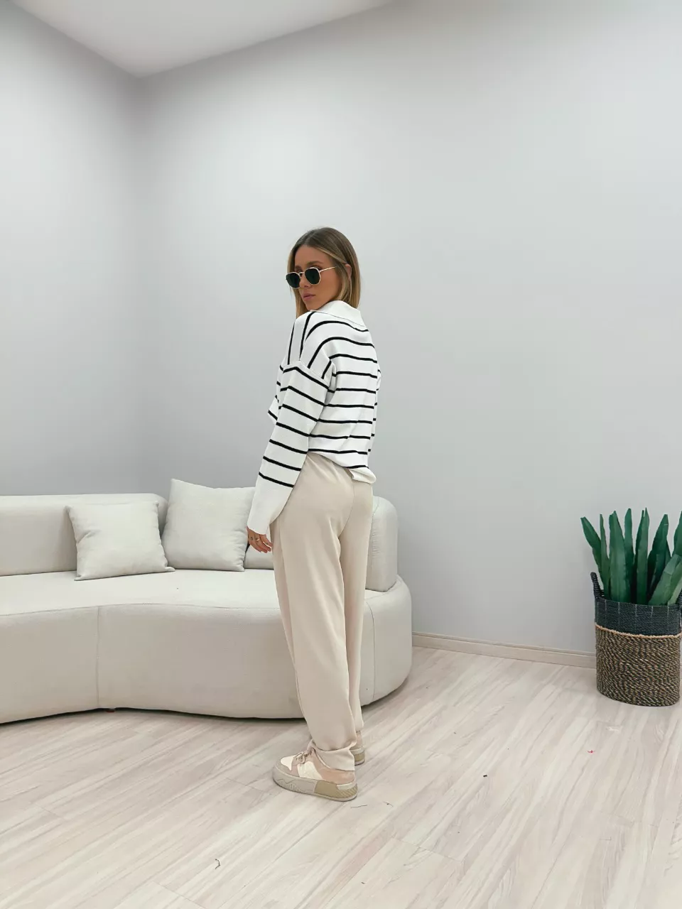 SUÉTER TRICOT LISTRADO BRANCO/PRETO