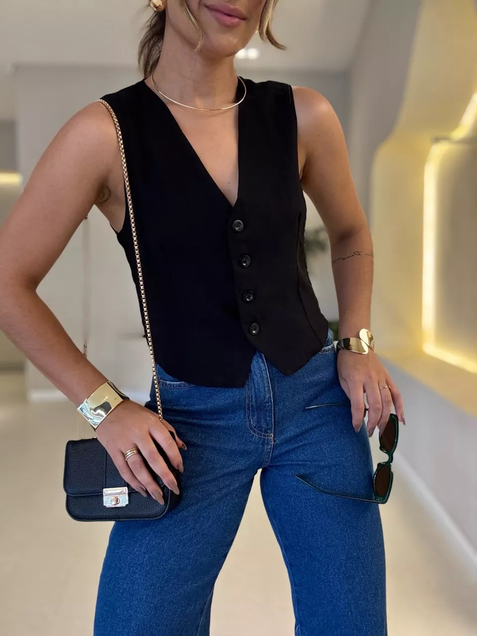 COLETE ERICA BOTÕES PRETO - 0061650032 - CAROLLA FERRARO