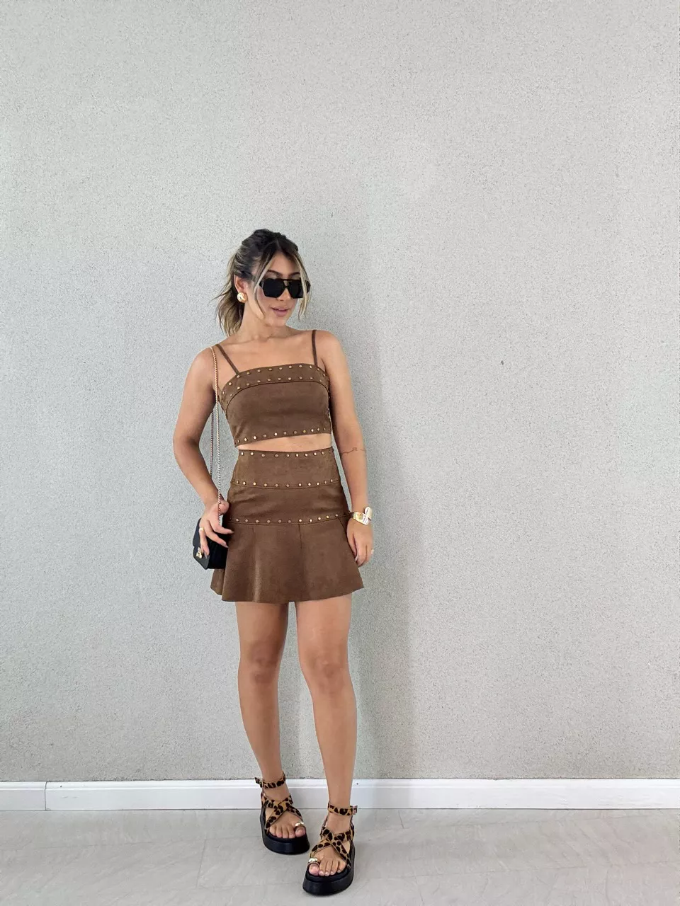 CONJUNTO DALLAS SAIA MARROM - 0061610054 - CAROLLA FERRARO