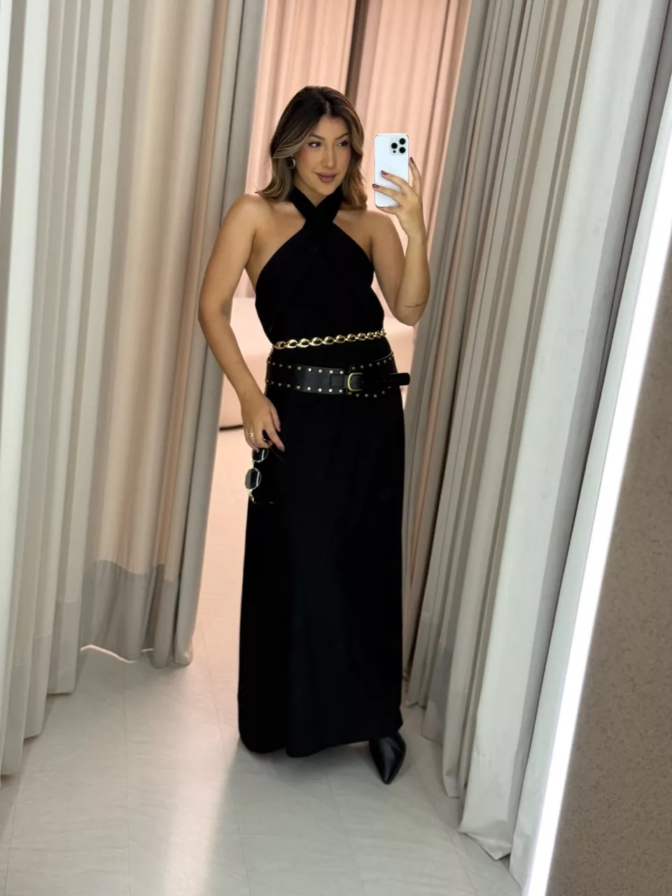 VESTIDO DAMARIS COSTAS ABERTAS PRETO - 0064660032 - CAROLLA FERRARO