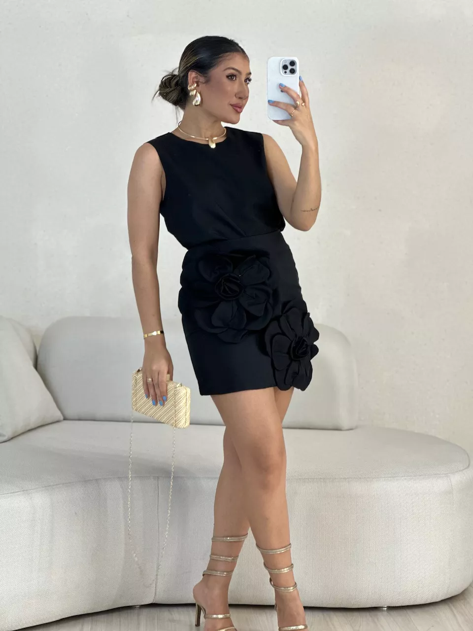 CONJUNTO CARLA FLOR PRETO - 0055630032 - CAROLLA FERRARO