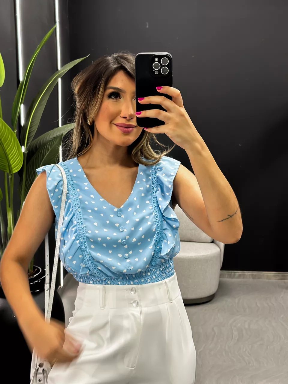 BLUSA MELANIE CORAÇÃO AZUL CLARO - 0044510106 - CAROLLA FERRARO