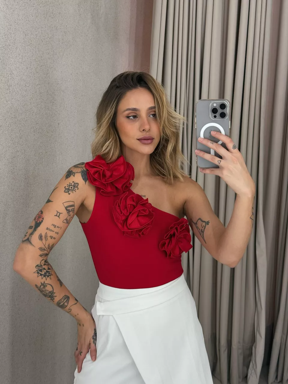 BODY MELISSA FLOR vermelho - 0057580006 - CAROLLA FERRARO